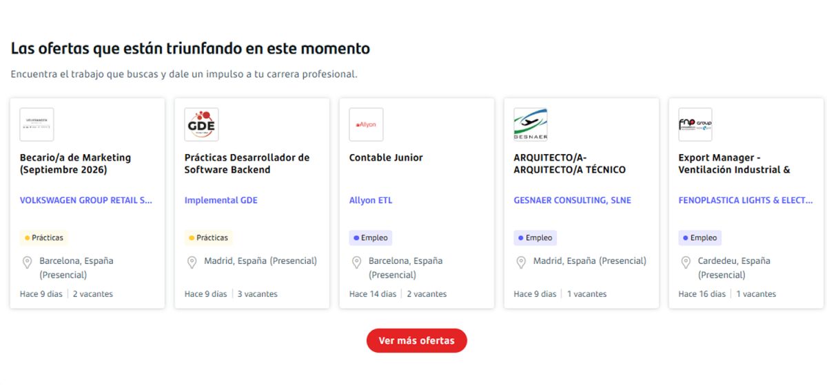 EJEMPLOS. Las búsquedas actuales incluyen trabajos presenciales, híbridos y en remoto. / CAPTURA DE PANTALLA
