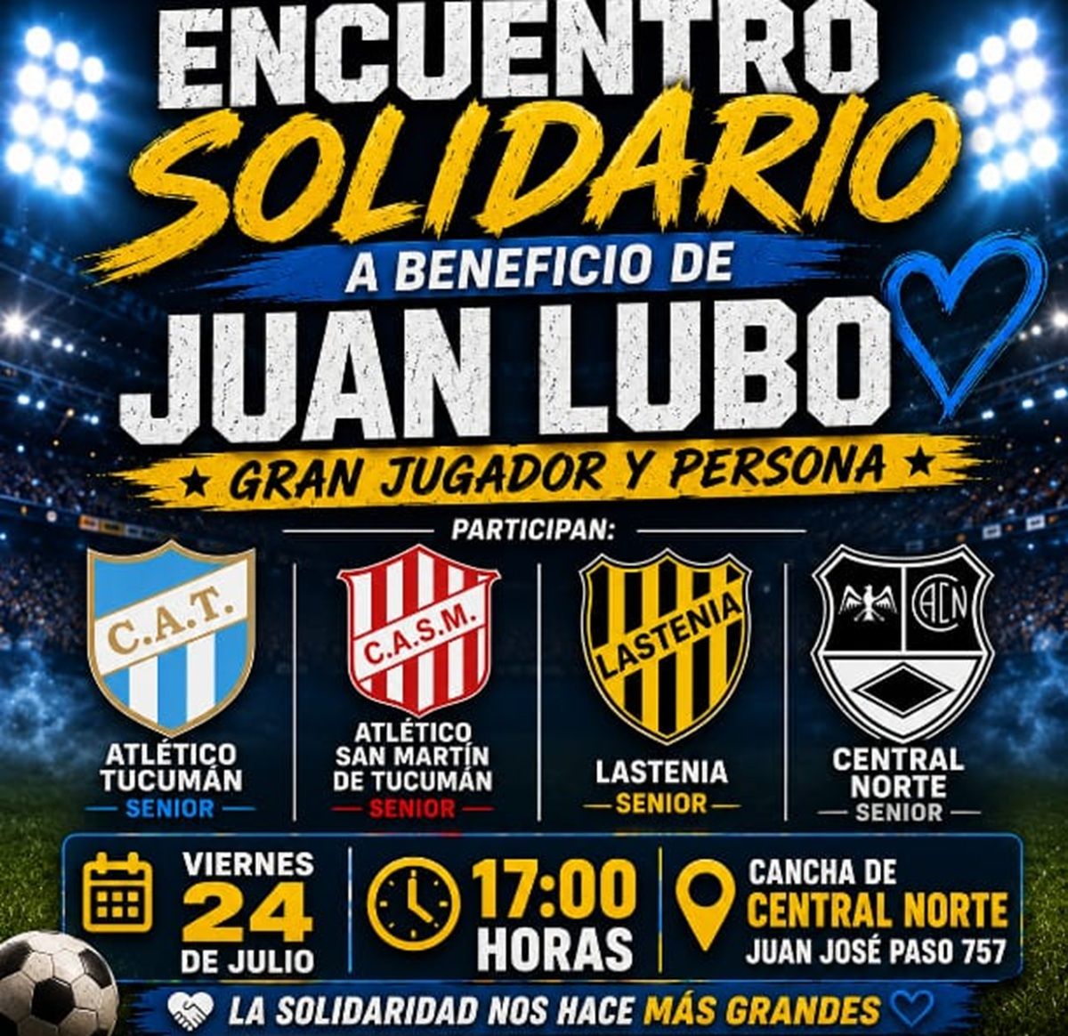 El fútbol tucumano se une por Juan Lubo: habrá jornada solidaria en la cancha de Central Norte