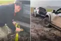 Video: así fue el rescate al Dibu Martínez tras quedar atrapado en el barro en Mar del Plata