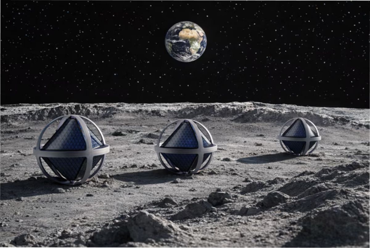 Una ilustración que muestra las sondas de la Esfera Lunar Baja Africana de Africa2Moon rebotando en la superficie lunar. (Crédito de la imagen: Africa2Moon)