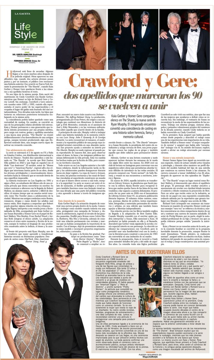 Crawford y Gere: dos apellidos que marcaron los 90 se vuelven a unir