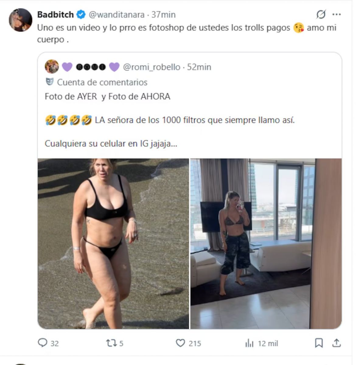 Wanda Nara respondió tras la viralización de una foto en bikini: Amo mi cuerpo