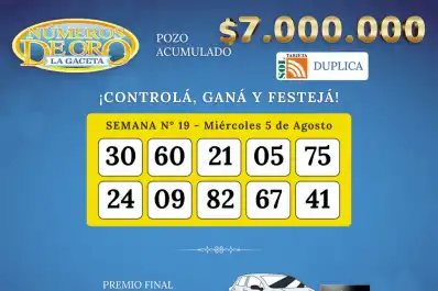 Los Números de Oro de LA GACETA del miércoles 5 de agosto de 2026