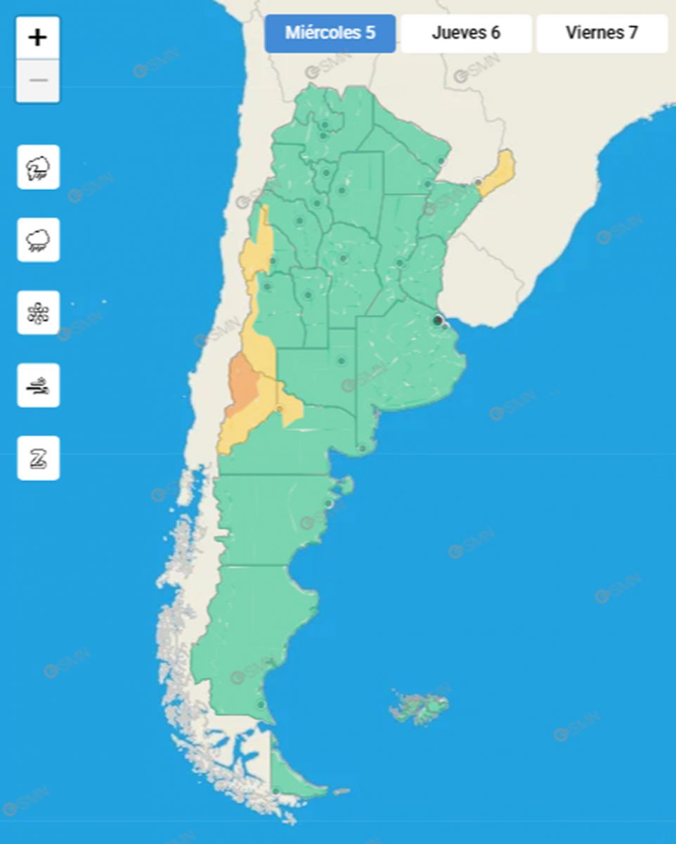 Las zonas bajo riesgo este miércoles.