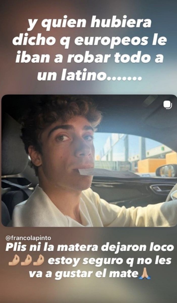 Le robaron a Franco Colapinto durante sus vacaciones en Italia y reaccionó con ironía: Ni la matera dejaron