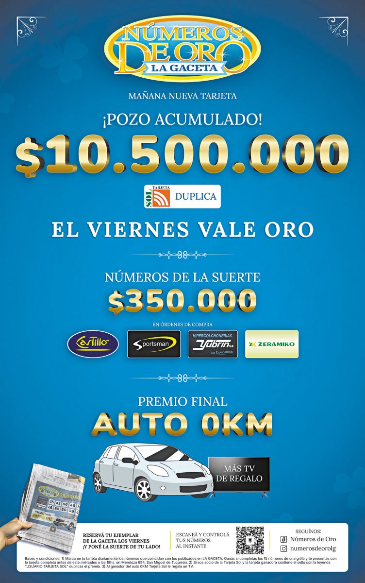 Números de Oro pone en juego este viernes un pozo acumulado de $10.500.000