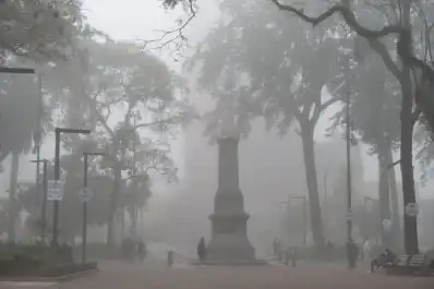 Reportaje fotográfico: el paisaje se borró tras la niebla y el viento zonda