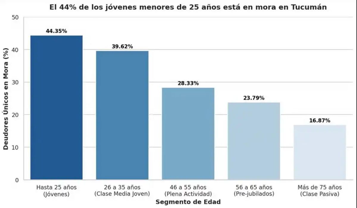 GRÁFICO. El endeudamiento golpea con mayor fuerza a los jóvenes.