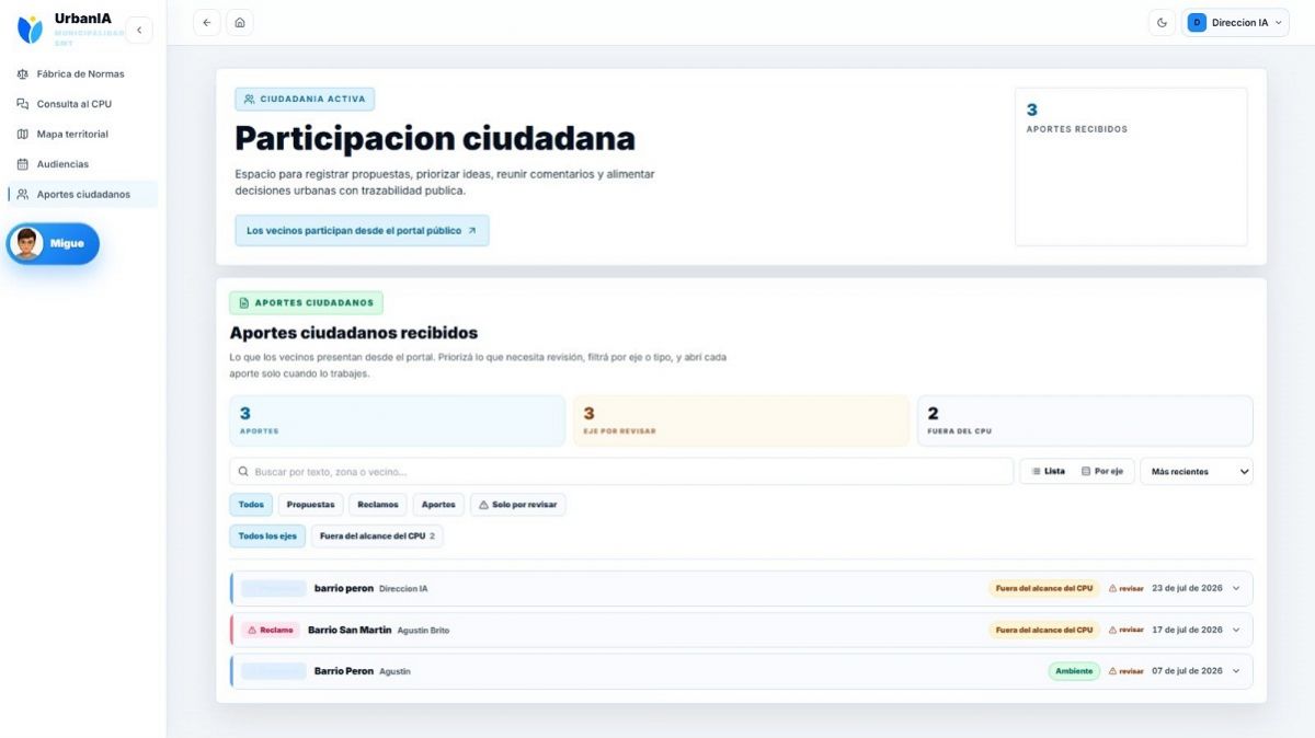 MODELO. Así se visualizaría el listado de propuestas hechas por el ciudadano.