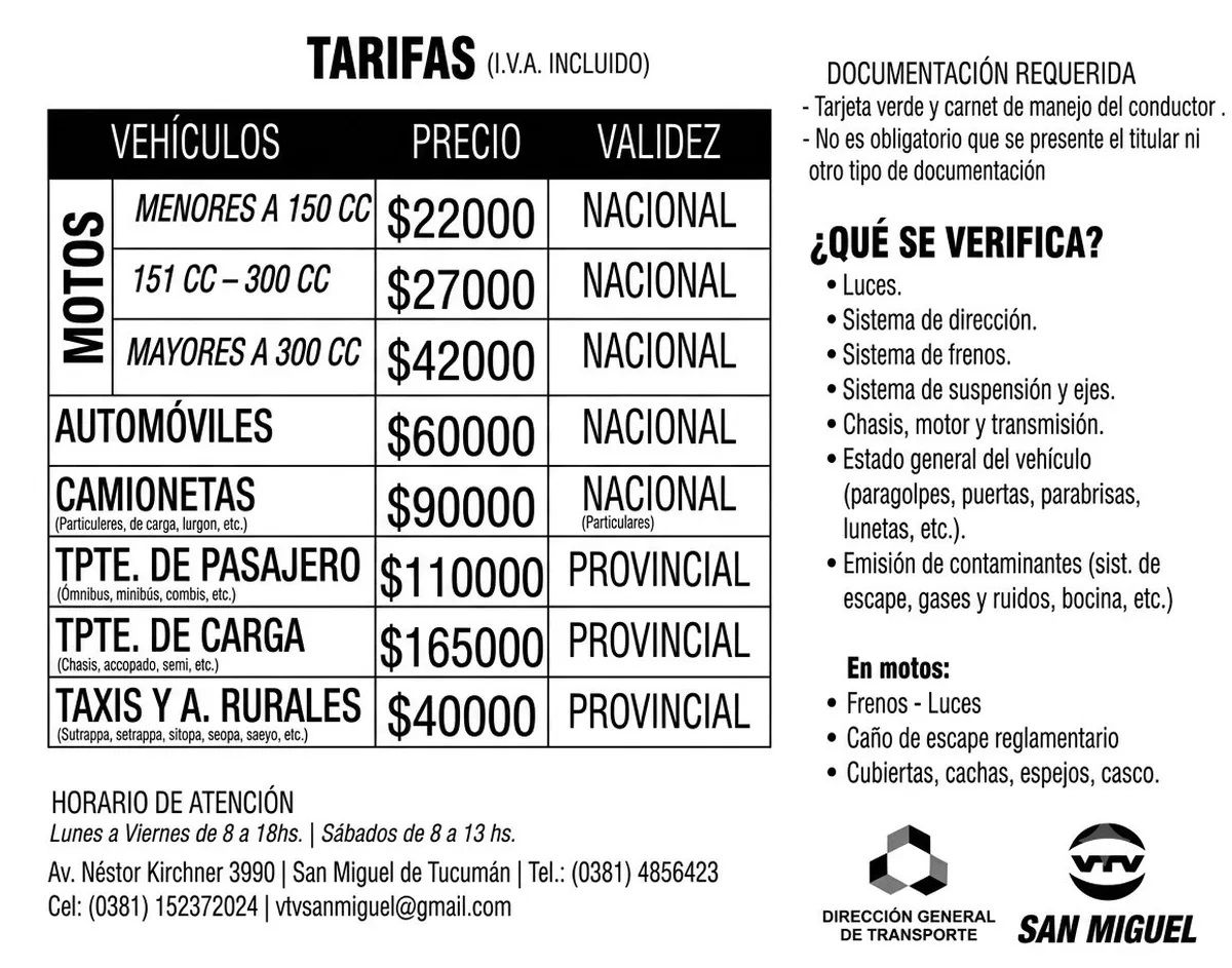 Subió la VTV en Tucumán: cuáles son los valores vigentes y cuándo hay que renovarla