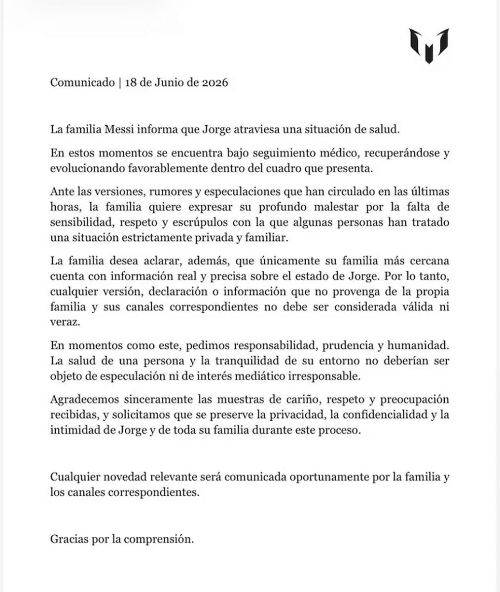 Comunicado difundido durante el Mundial 2026. 