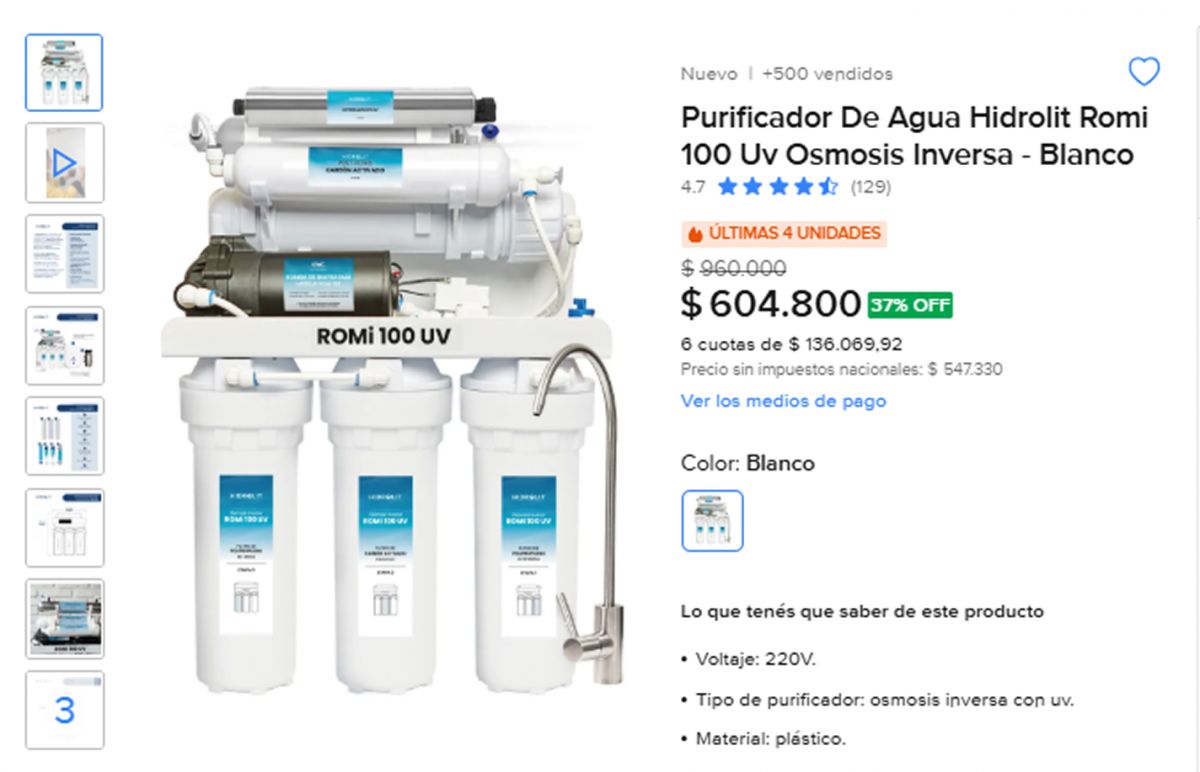 El dispositivo era comerciado en plataformas como Mercado Libre. 