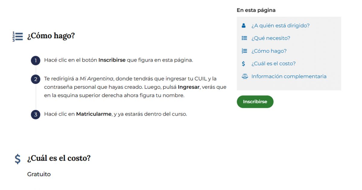 CAPACITACIÓN. El curso es gratuito, virtual y asincrónico, y se puede obtener un certificado al finalizarlo.