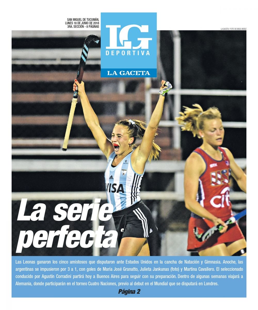 DESPEDIDA. Julieta Jankunas celebra uno de sus goles en el triunfo de Las Leonas, que cerraron en Tucumán una serie perfecta ante Estados Unidos.