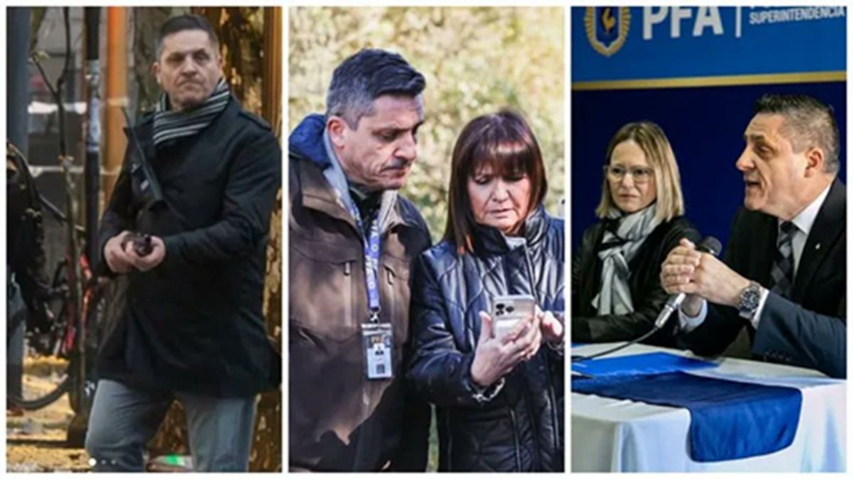 Gustavo Antonio Gauna, de la Policía Federal, en distintos momentos. FOTO X @surcorrentino