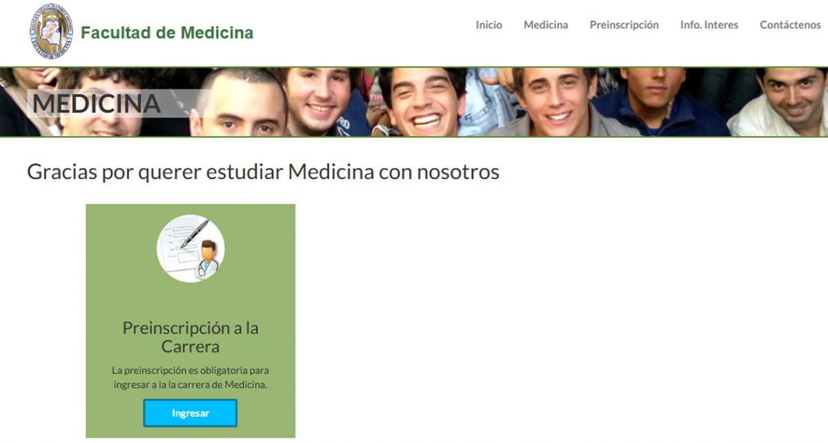 INSCRIPCIÓN. El trámite se realiza de manera online desde la página oficial de la Facultad de Medicina de la UNT.