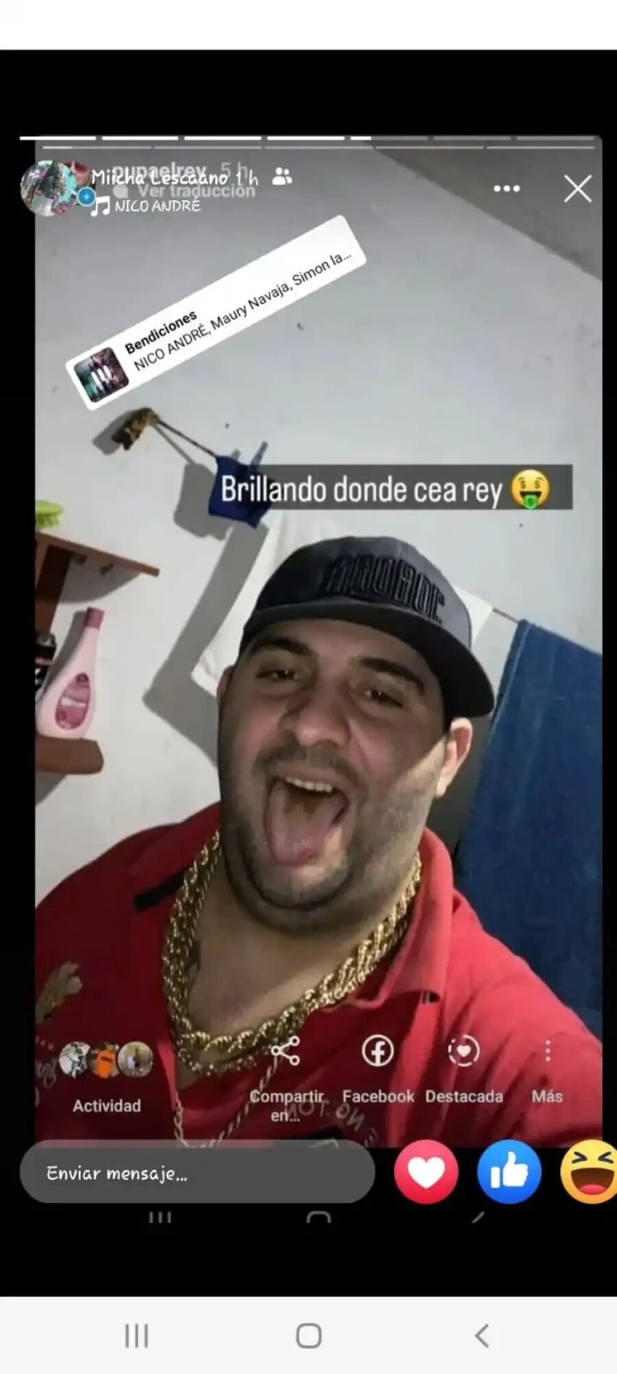 UNA PRUEBA. La foto que subió Walter “Kuky” Caro desde la cárcal en 2022.