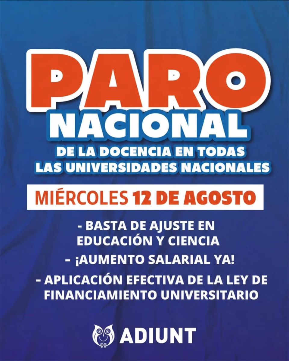 Nuevo paro nacional de docentes universitarios que reclaman mejoras salariales y la aplicación de la Ley de Financiamiento