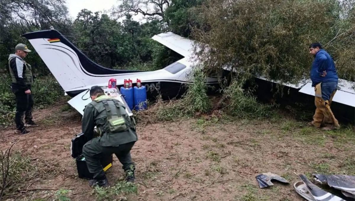 TAREAS. Peritos analizan la nave que se precipitó en Rosario de La Frontera.