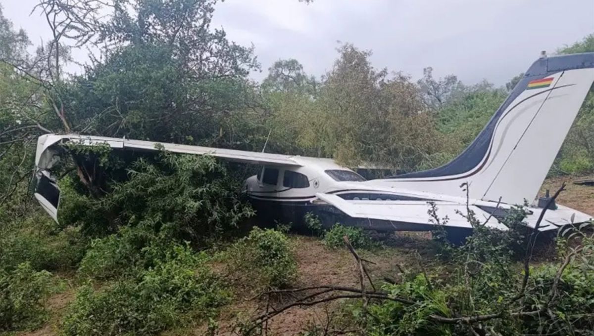 UN ACCIDENTE. La avioneta que se precipitó en el chacosalteño y que alertó a las autoridades.