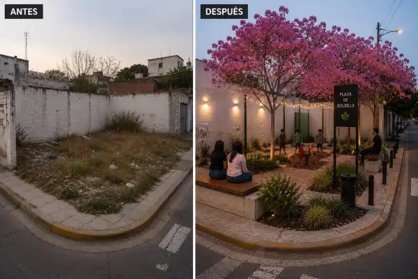Canelada y Cobos presentaron Plazas de Bolsillo, un proyecto para recuperar baldíos y tener más espacios verdes