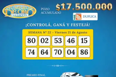 Los Números de Oro de LA GACETA del 21 de agosto de 2026
