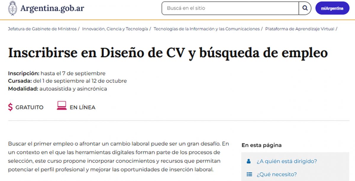 BÚSQUEDA LABORAL. El curso gratuito brinda herramientas para mejorar el currículum, buscar oportunidades y prepararse para una entrevista de trabajo.