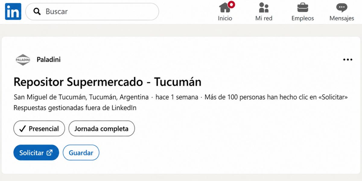 POSTULACIÓN. La búsqueda está publicada en LinkedIn y permite iniciar la solicitud directamente desde la plataforma.
