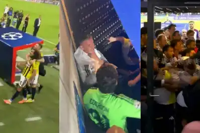 Trompadas y caos en la Champions: el escandaloso final de Lyon-Fenerbahçe