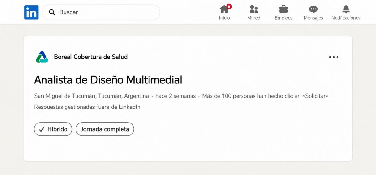 POSTULACIÓN. La búsqueda está publicada en LinkedIn y permite iniciar la solicitud directamente desde la plataforma.