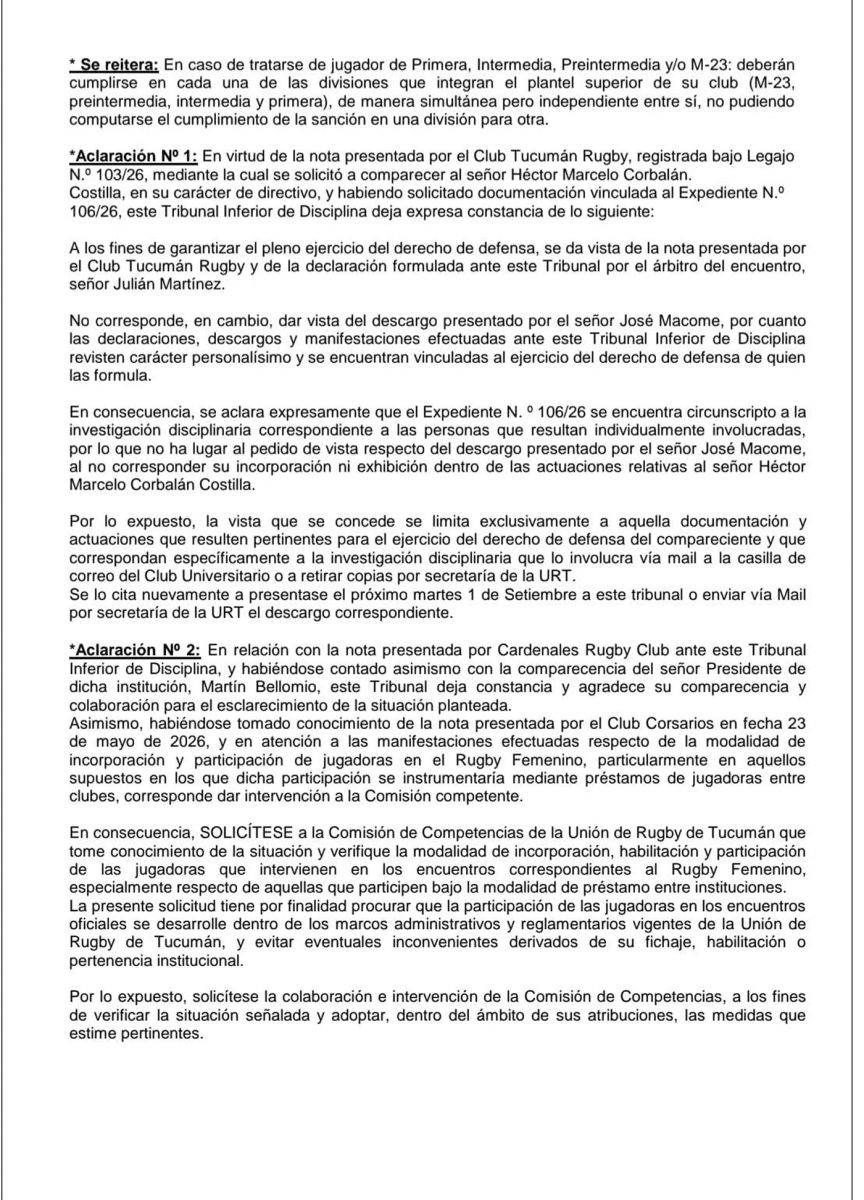 La URT suspendió a un legislador e inhabilitó a un exvicepresidente de la UAR tras un cruce en un partido
