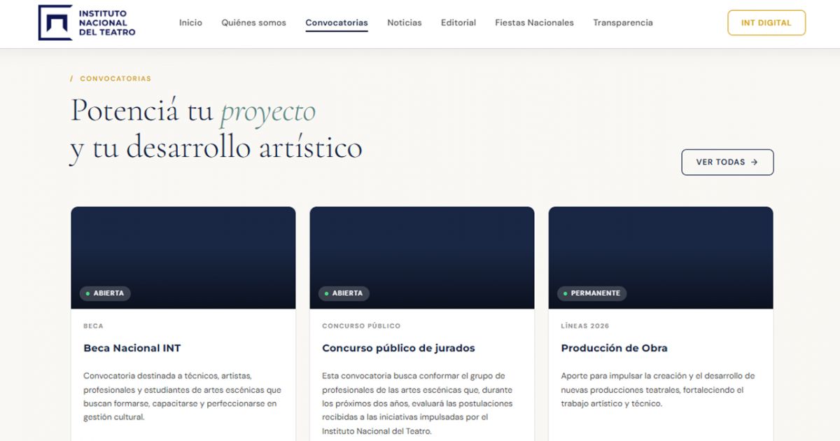 ARTES ESCÉNICAS. La beca está dirigida a artistas, técnicos, profesionales y estudiantes.