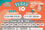 Tuqui 10: conocé cómo salió el sorteo de este domingo 30 de agosto