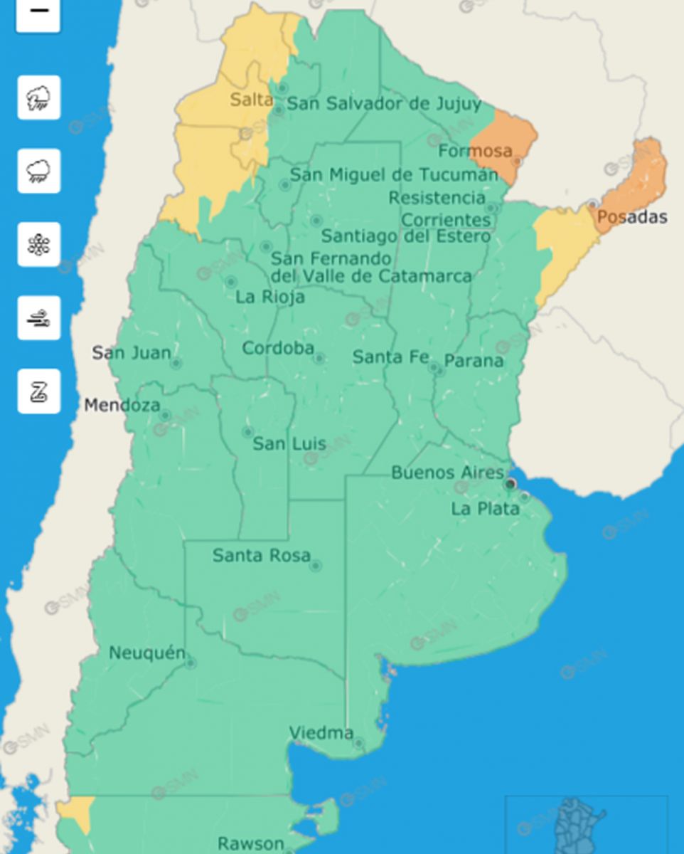 Las alertas en la jornada del lunes. 