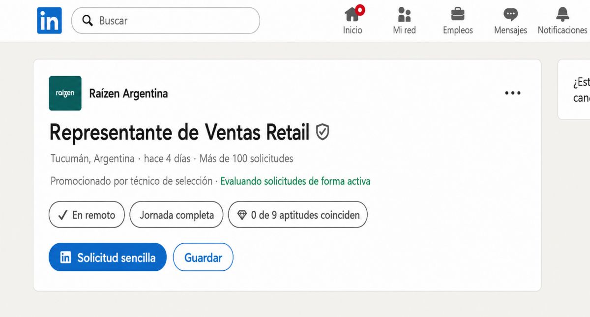 POSTULACIÓN. La búsqueda está publicada en LinkedIn y apunta a profesionales con experiencia comercial.