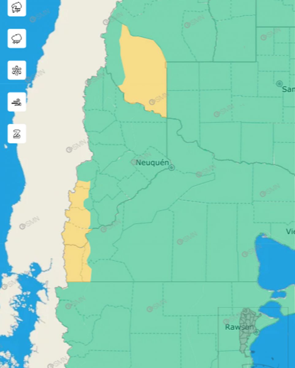 Las alertas rigen para el Cuyo y parte de la Patagonia,