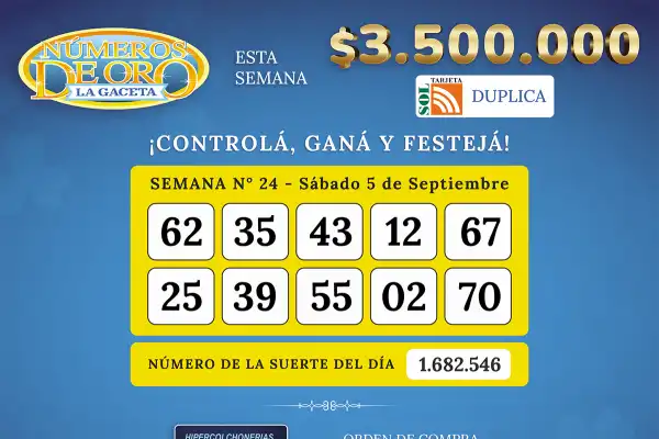Los Números de Oro de LA GACETA del 5 de septiembre de 2026