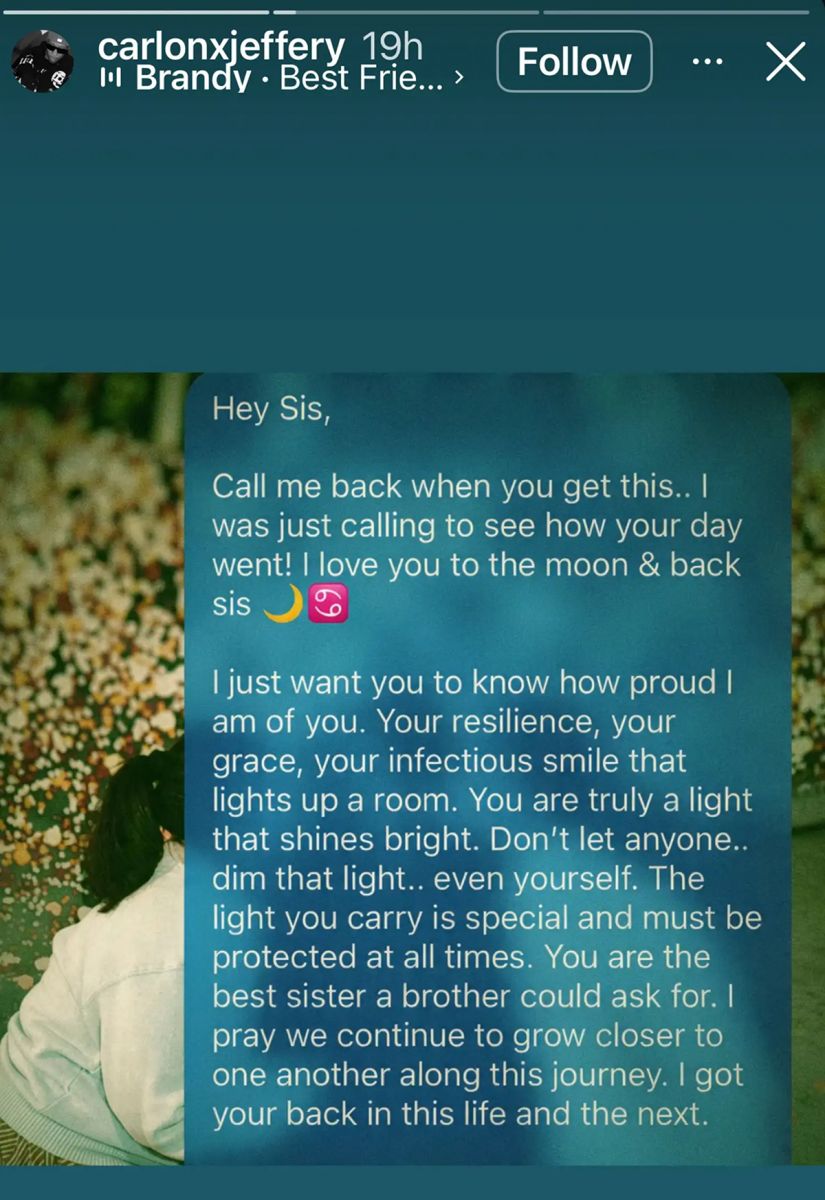 La captura de pantalla del último mensaje de Carlon a su hermana antes de fallecer.