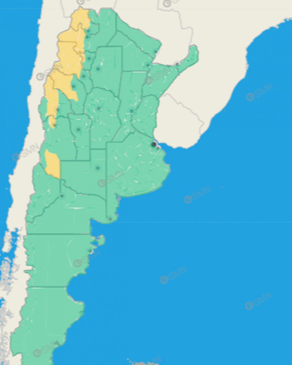 La alerta se extiende en el NOA y el Cuyo.