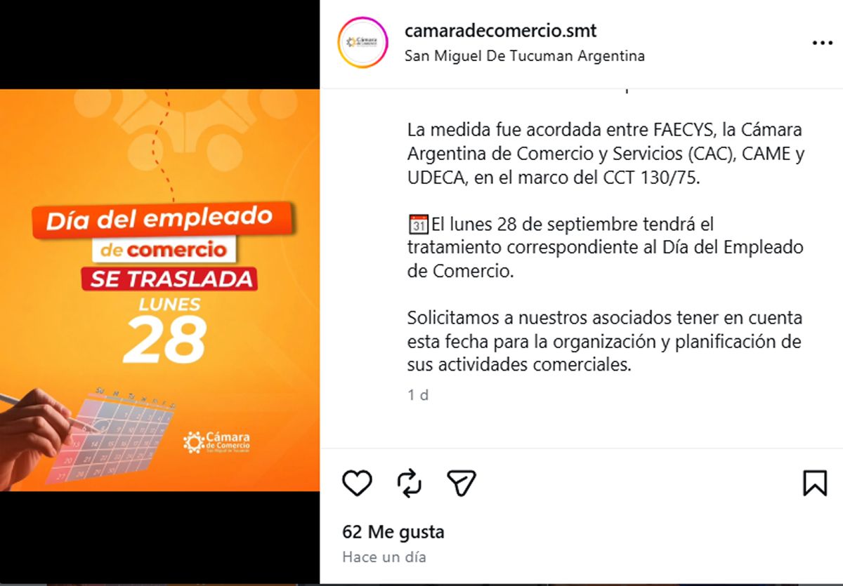 Atención en Tucumán: el comercio permanecerá cerrado el 28 de septiembre