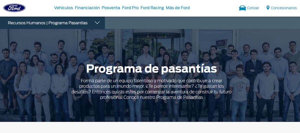 PRIMERA EXPERIENCIA. El programa permite a estudiantes sumar experiencia profesional dentro de los equipos de Ford mientras continúan sus carreras.