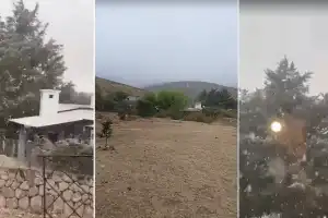 El frío llegó con fuerza a Tafí del Valle y la nieve se hizo presente en la villa veraniega