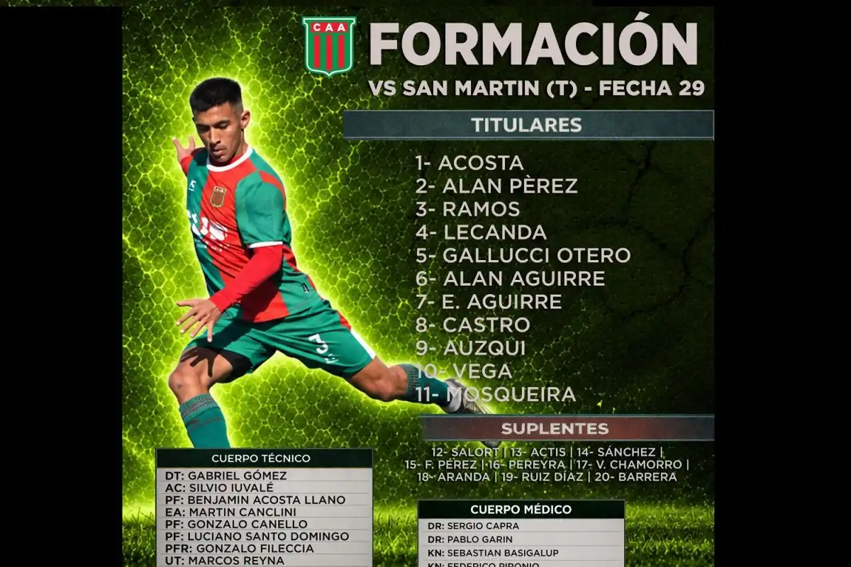 Los 11 titulares del equipo visitante