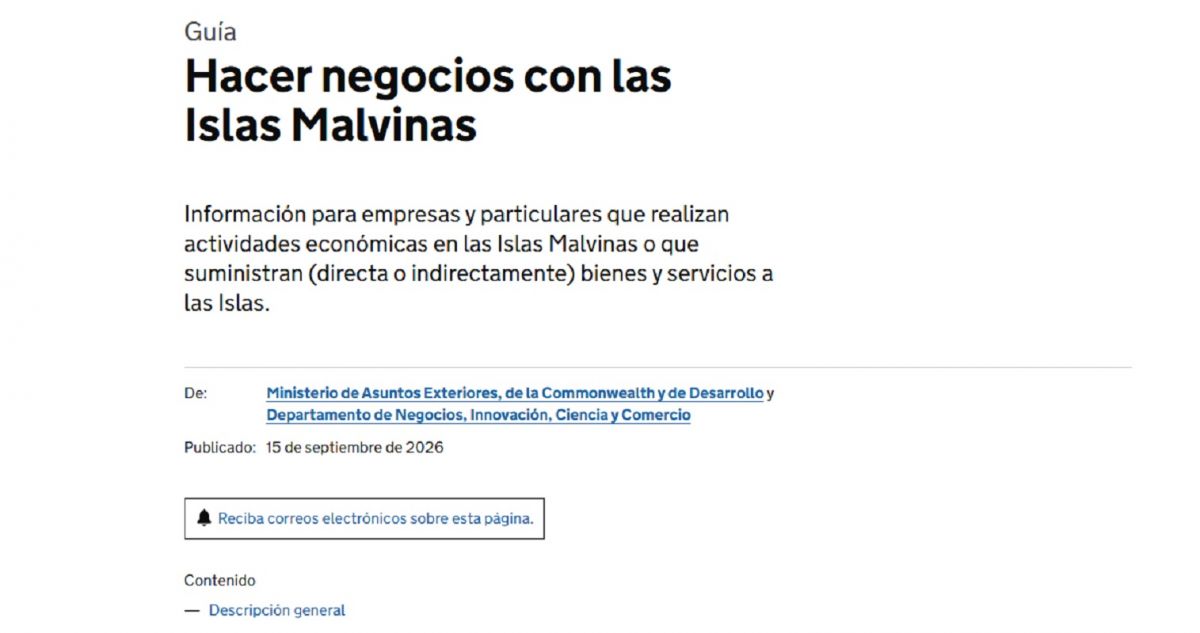 Tensión por Malvinas: el Reino Unido ofrece apoyo a las empresas frente a las sanciones de Argentina