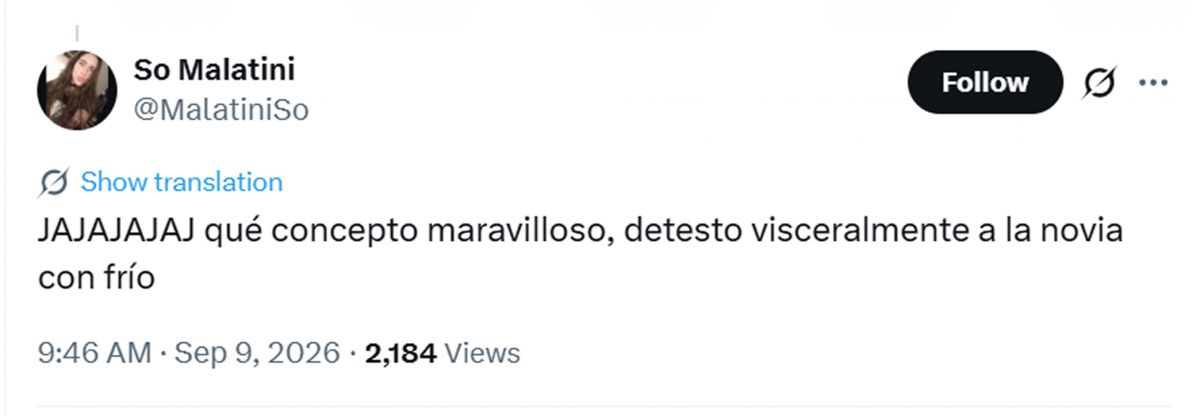 “La novia con frío”, el nuevo concepto del streaming que logró identificar a un personaje odiado