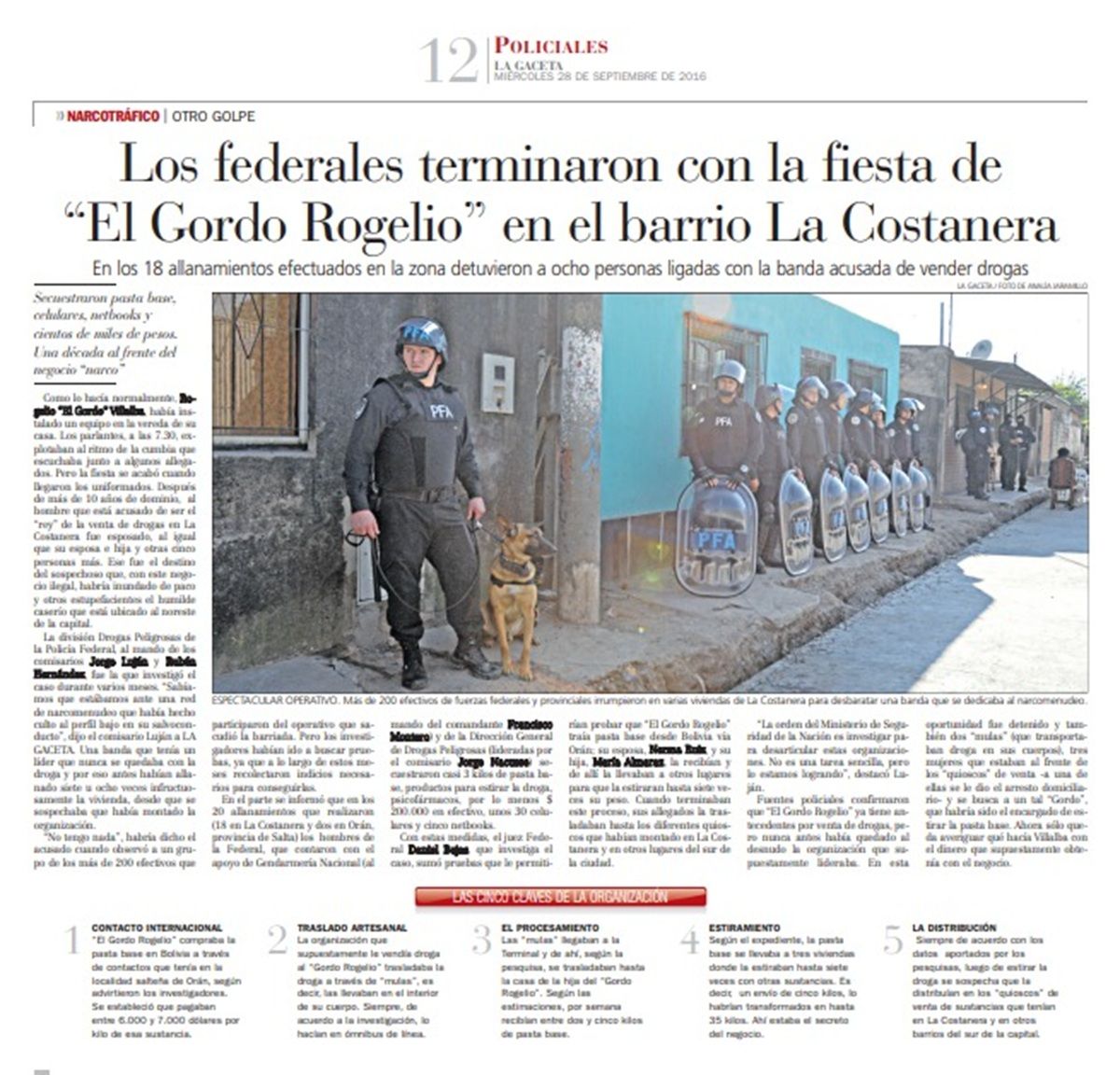 TEMA DE TAPA. La crónica que publicó LA GACETA sobre el operativo que terminó con la detención del acusado.