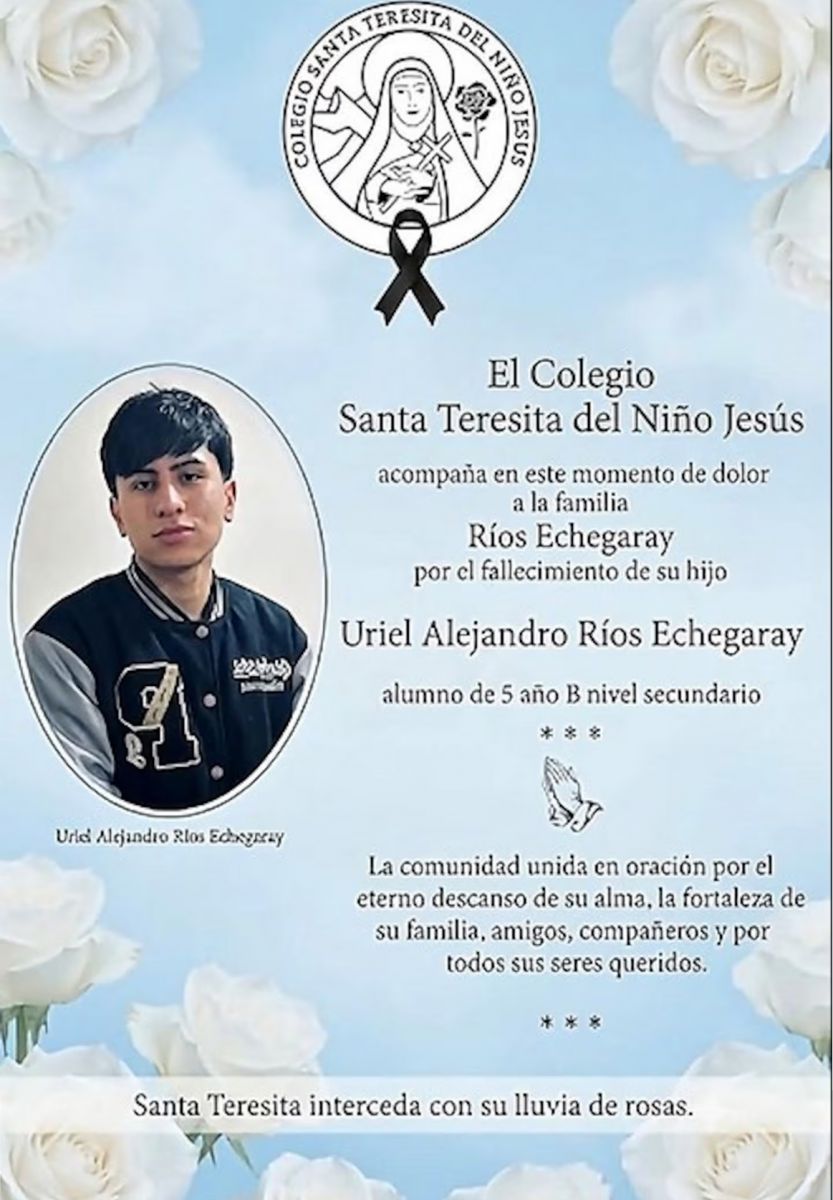 La despedida de la institución Santa Teresita a la que asistía Uriel. 