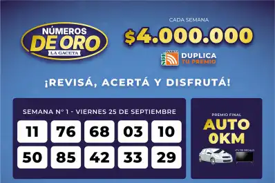Los Números de Oro de LA GACETA del 25 de septiembre de 2026