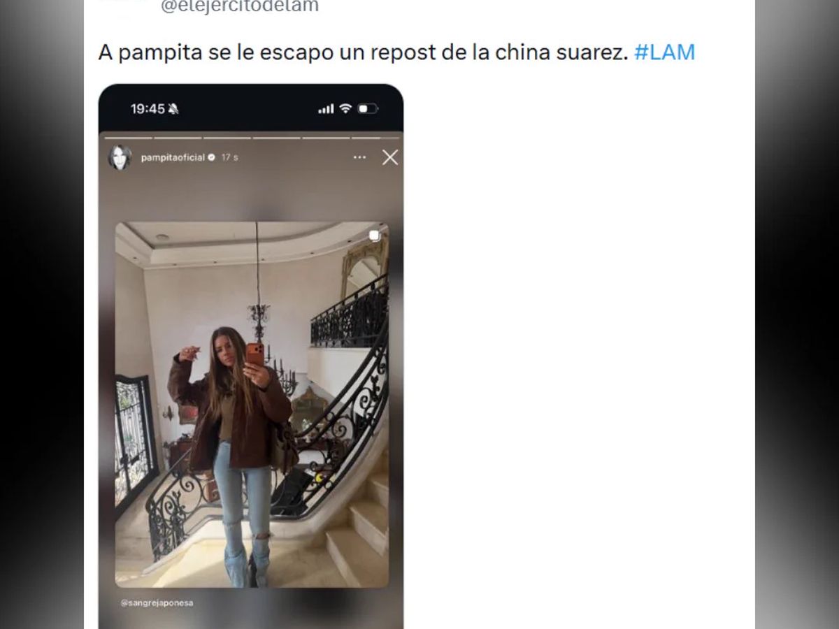Pampita compartió en sus historias de Instagram un posteo de la China Suárez y rápidamente lo eliminó