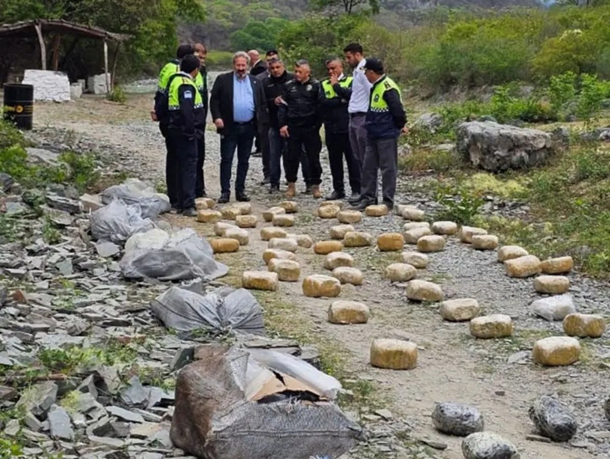 OPERATIVO. El fiscal federal Rafael Vehils Ruiz observa los 302 kilos secuestrados en Chuscha.